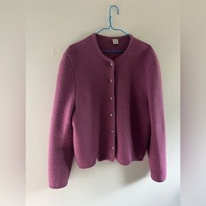 100% Wool Purple Button-Up Cardigan